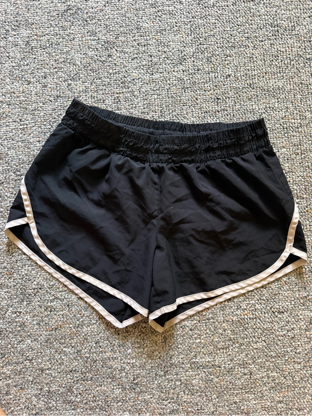 Women's Black Athletic Running Shorts with White Trim